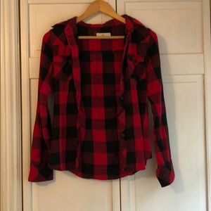 Black and red plaid button-up